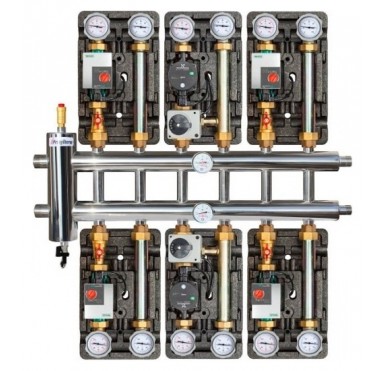 Коллектор распределительный Прокситерм с гидрострелкой, 120 кВт, 7 контуров GSK 40-7