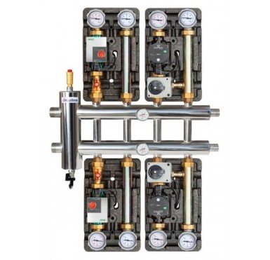 Коллектор распределительный Прокситерм с гидрострелкой, 85 кВт, 5 контуров GSK 32-5