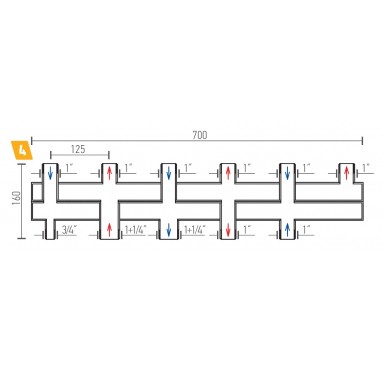 Коллектор распределительный Warme WKS 80 на 4 контура WKS80.4B