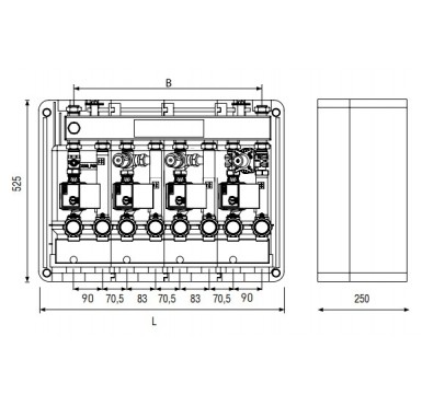 Распределительный коллектор Elsen SMARTBOX 2.0 Dn 20 с гидрострелкой 2 контура с крепежом и теплоизоляцией