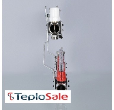 Коллекторный блок Valtec 1" x 3/4", "евроконус" со встроенными расходомерами на 5 контуров