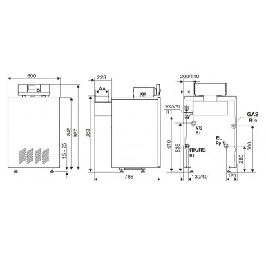 Напольный атмосферный газовый котел Buderus Logano G124-24 WS (8732204648)