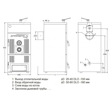 Твердотопливный напольный электронезависимый котел Protherm Бобер 20 DLO